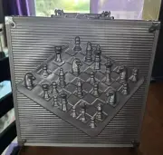 Vintage Game Set In Metal Case. Multiple Games. Pieces Never Removed . Excellent