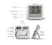 Digital Cooking, Grilling, Oven Thermometer, Dual Probes, Timer Alarm (Magnetic)