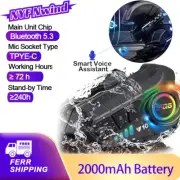 Smart Motorcycle Intercom Bluetooth Helmet Headset 2-Way 500M Talk Speaker IPX6