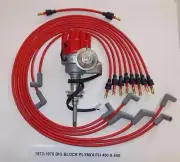 PLYMOUTH 440 1973-78 RED Small Female Cap HEI Distributor & 8mm Spark Plug Wires