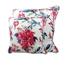 Pillow Covers 16 x 16 Set of 2 Floral Pink Red w Cording Square Piping Cushion