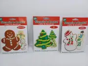 3- Gingerbread Boy, Snowman & Christmas Tree Stencils, Cookie Cutters Lot Wilton