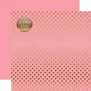 Foiled Pink and Copper Polka Dot 12X12 Scrapbook Papers - 2 Sheets