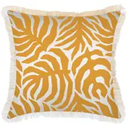 Cushion Cover-Coastal Fringe-Casa Palms Gold White-60cm x 60cm
