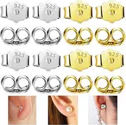 [Generic] Replacement Earring Backs, 925 Sterling Silver Plated, Backs of Gold Plated Earring, Butterfly Backs for Studs, Jewelry Making (8 Pairs)