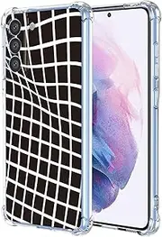 [JDYGWK] for Samsung S21 FE Galaxy S21 FE Case Clear Flower Pattern,Soft TPU Silicone,Thin,Shockproof,Anti-Scratch Protective Cover for Samsung Galaxy S21 FE,Black White Checkered