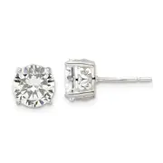 Sterling Silver Polished 8mm Round Cz Heart Basket Set Stud Earrings