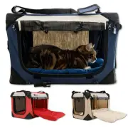 Extra Large Cat Carrier 24"x16"x16" Soft-Sided with Scratch Pad Foldable Fibe...