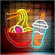 Sign Lamp Ramen Bubble Tea Neon Sign Dimmable Noodles LED Light For Kitchen Restaurant Bar Juice Shop Market Party Wall Art Decor 35cmx32.6cm