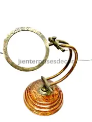 Antique Brass Magnifying Glass Henry 1941 Wooden Base Magnifier Reading lens