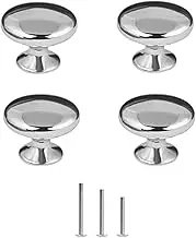 ShipeeKin 4X Silver Polished Chrome Cabinet Knobs Round Mushroom Drawer Door Knob Pull Handles 30mm for Cupboard Wardrobe Dresser Bedroom Bathroom Racks Furniture ect.