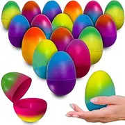 Stargo 32 Pack 3.2” Large Colorful Ombre Easter Eggs Empty - with hinges, Bright Ombre Multicolored, Plastic Easter Eggs Fillable, Eggs for Easter Egg Hunts, Basket Fillers, Party Favor, Surprise Eggs