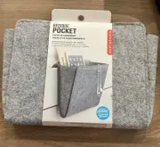Kikkerland Grey Felt Bedside Pocket Caddy, Large Pocket Felt Storage, Organizer