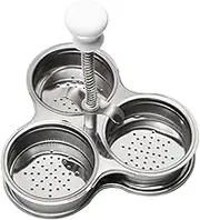 Zerodeko Three Grid Stainless Steel Egg Poacher for Stovetop Cooking Efficient Kitchen Utensil with Quick Steam Heating for Boiling Multiple Eggs at Silver