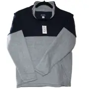 The Childrens Place Boys Half-Zip Fleece Pullover w/Collar Size 10/12 Gray/Navy