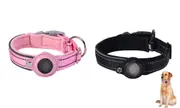 2Pcs Waterproof Airtag Dog Collar Holder Anti-Lost Airtag Protective Cover For Pet Collar-Pink And Black