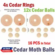 16pcs Cedar Moth Balls & Cedar Rings Repellent Wardrobe Drawer Mothballs AUSTOCK