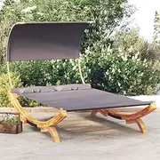 Outdoor Lounge Bed with Canopy 165x203x126cm Solid Bent Wood Anthracite Garden Beds
