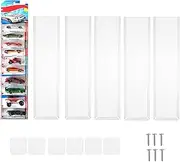 6 Pack Clear Display Case for Packaged Model Cars,Model Car Display Cases Wall Mount-Holds up to 120 Cars,Toy Car Storage Organizer Compatible with Hot Wheels,Clear Model Car Display Case(16.7 x 4.4)