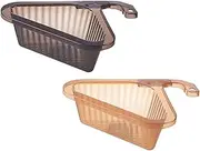 Housoutil 2pcs Triangular Drainer Basket Multi Purpose Sink Kitchen Sink Hanging Storage Shelves Sink Drain Strainer Fruit Colander Sink Draining Basket Plastic Collector Multifunction