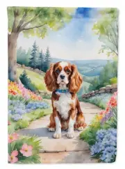 Cavalier Spaniel Spring Path Garden Flag Mailbox Flag Decorative Yard Flag
