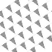 Piokio 100ft Racing Checkered Flag Banner Birthday Decorations, Nascar Race Party Supplies