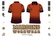 (S) (AP93Q) state of origin QLD TEAM ” MAROON WORKWEAR” POLO SHIRT
