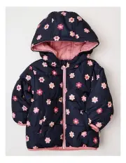 [Sprout] Reversible Floral Puffer in Dusty Blue