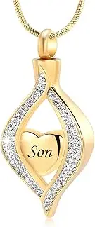 BIAIHQIE Cremation Ashes Jewelry of My Heart Crystal Urn Necklace for for Dad Mom Son Funeral Memorial Ashses Holder-Son
