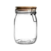 Argon Tableware Airtight Storage Jar with Wooden Lid - Round - 1 Litre