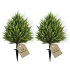 HMASYO 30" Artificial Cedar Topiary Ball Trees with Ground Spike Set of 2 UV ...