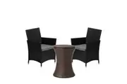 Livsip Outdoor Patio Set Ice Bucket Table Brown Bistro Setting 3pcs