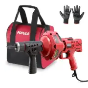 Drain Auger 23FT Auto Feed Snake for 3/4"-2" Pipes Unclogs Sinks & Drains