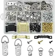 Picture Hangers Kit 415Pcs, 5 Sizes D Ring Hangers and Sawtooth Hangers Assorted Kit with Screws for Wall Mounting Heavy Picture Canvas Paintings Photos Frame Board Clock Artwork Clipboard