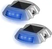 Extra Bright Solar Deck Lights Waterproof with 6 LED, Wireless Driveway Safety Light for Pathway Garden Walkway(Blue, 2 Pack)