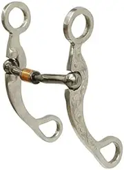 Showman Engraved Aluminum Shank Bit w/Curved Mouth & Copper Roller