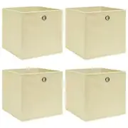 Storage Bins Set of 4 Cream Fabric Cube Organizers 12.6x12.6x12.6 Inches