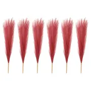6 Pcs 17 Inch Faux Pampas Grass Artificial Boho Decor Wine Red