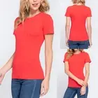 Active Basic Short Sleeve T-Shirt Crew Neck Stretch Cotton Slim Fit Plain Top