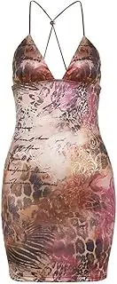 [Pokn] Butterfly Open Back Women Mini Dress Y2K Dress Leopard Bodycon Sexy Sheer Tulle Dresses Outfits Club Party Birthday