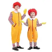 Mcdonald's Cosplay Parent-child Clown Costume Halloween Christmas Fastfood Clown Clothing Adult Children 90cm