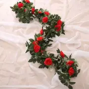 Artificial Rose Garland Silk Florals Fake Vine Ivy Wedding Party String Hanging