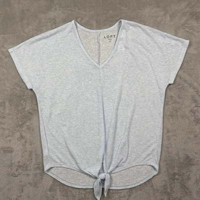 NWT LOFT V-Neck Knot Tee Women’s Light Blue Size M Soft Modal Summer Casual Top