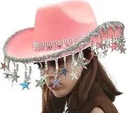 [Generic] Cowboy Hats For Women Western | Western Cowboy Hat - Glittering Headgear With Five-Pointed Star Tassels For Women Masquerade Event