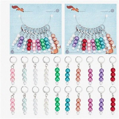 Pearl Bead Stitch Marker Set: 40pcs Charms for Knitting, Weaving, Sewing & Jewel