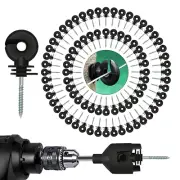 100PCS Screw-In Electric Fence Insulators with Socket Tool for Wood Fence Posts
