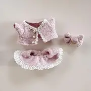 Tznzxm 3-Piece Clothes Compatible with Labubu Outfit, Lovely Style Set for 17cm Labubu Dolls - Luxury Dress Accessories Suitable (Doll Not Included) Pink