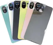 for Xiaomi Mi 11 Lite Back Glass Battery Door Cover Replacement, Rear Housing Case with Camera Lens, Compatible with Mi 11 Lite Rear Glass Panel Back Cover Repair Parts (Black)