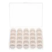 Prewound Sewing Bobbin Thread Set of 25pcs with Storage Plastic Case, Dark Beige