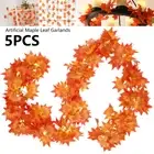5pcs Artificial Maple Leaf Garlands 7.5Ft Autumn Hanging Fall Plant AmwgC